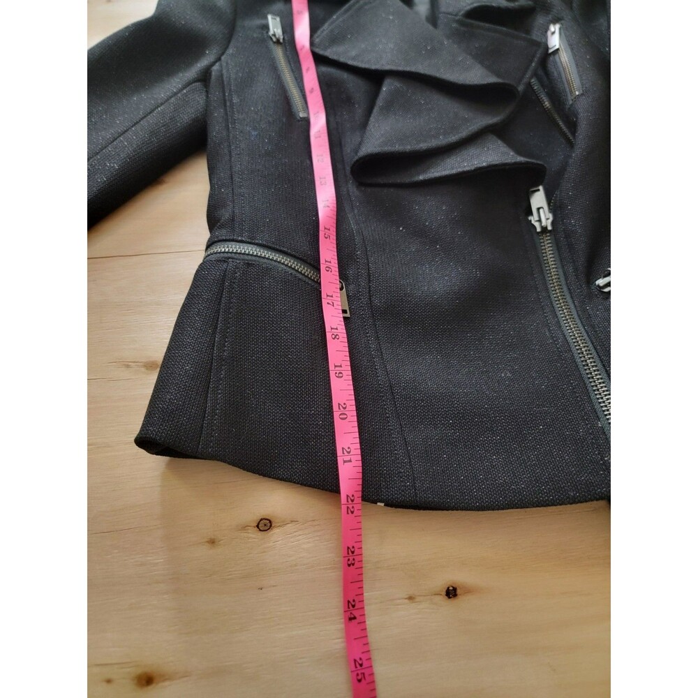 Banana Republic Flounce Front Moto Jacket, Size 0 Black Preppy - Picture 8 of 11